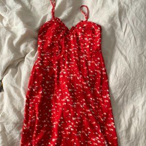 Row A Red Patterned Midi Dress